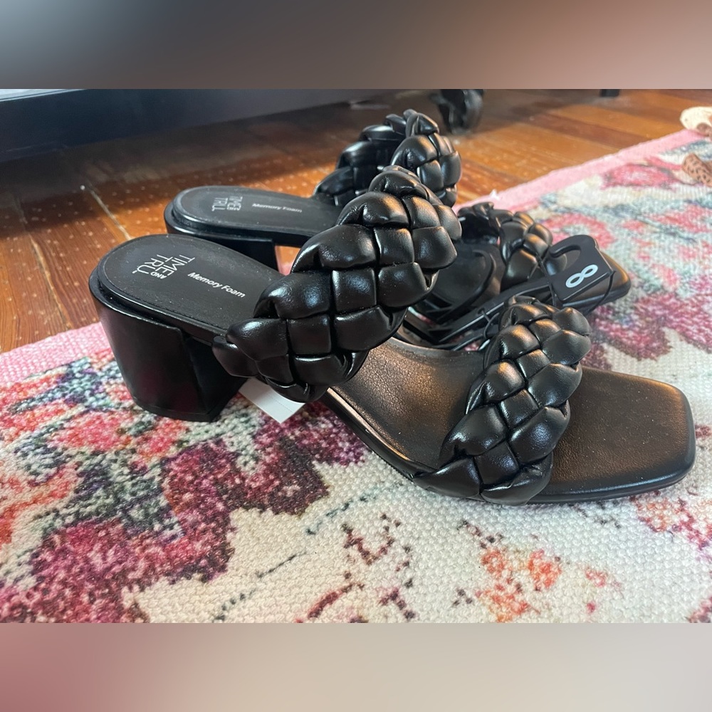 Black braid heels